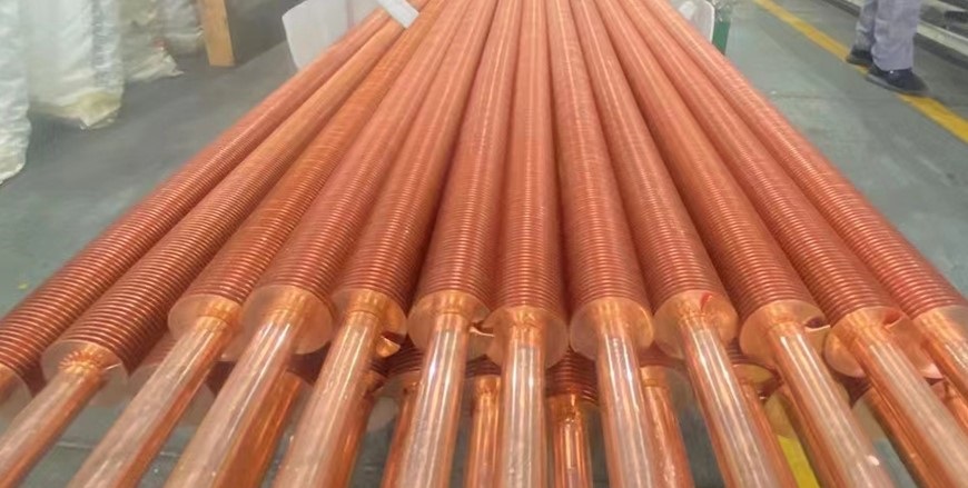 Laser-welded copper finned tube