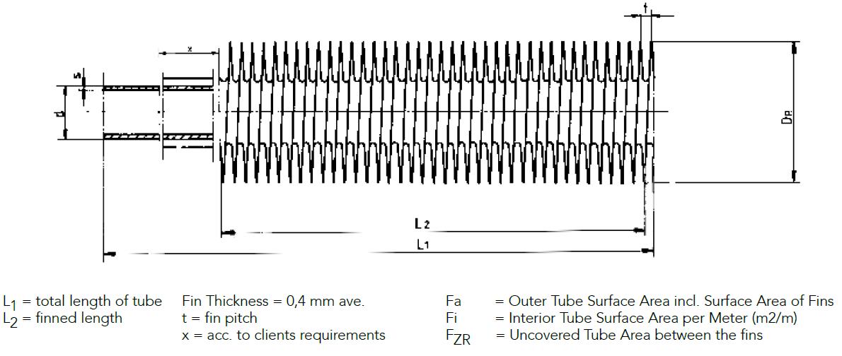 Extruded Fin Tube Drawing