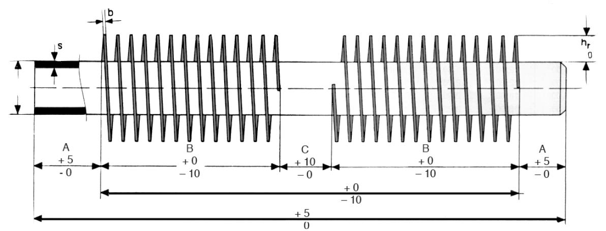 WOS Type Fin Tube drawing