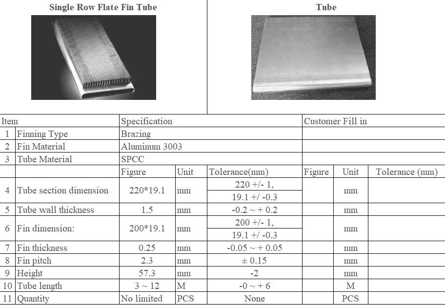 Single Row Flat Finned Tubes