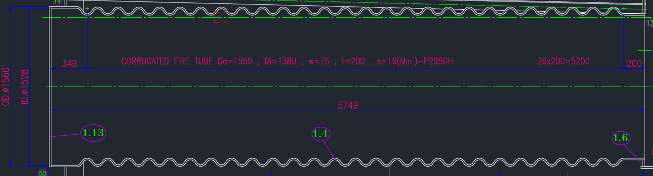 Corrugated Furnace Tube drawing