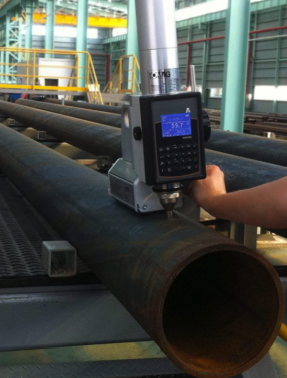 Hardness test on stainless steel pipe surface